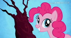 Size: 496x269 | Tagged: safe, screencap, character:pinkie pie, species:earth pony, species:pony, episode:friendship is magic, g4, my little pony: friendship is magic, looking back, solo, tree, youtube link