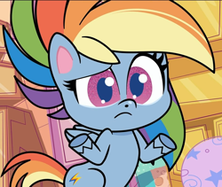 Size: 1280x1080 | Tagged: safe, screencap, character:rainbow dash, species:pegasus, species:pony, episode:the fluttershy effect, g4.5, my little pony:pony life, spoiler:pony life s01e10, cropped, shrug, solo
