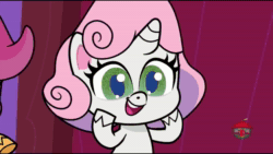 Size: 1280x720 | Tagged: safe, screencap, character:apple bloom, character:scootaloo, character:sweetie belle, species:earth pony, species:pegasus, species:pony, species:unicorn, episode:disappearing act, g4.5, my little pony:pony life, spoiler:pony life s01e12, animated, cutie mark crusaders, sound, treehouse logo, webm