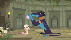 Size: 1920x1080 | Tagged: safe, screencap, character:ahuizotl, character:daring do, character:doctor caballeron, character:fluttershy, episode:daring doubt, g4, my little pony: friendship is magic