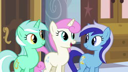 Size: 1280x720 | Tagged: safe, screencap, character:lyra heartstrings, character:minuette, character:twinkleshine, species:pony, species:unicorn, episode:a canterlot wedding, g4, my little pony: friendship is magic, background pony, cute, female, mare, trio