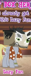 Size: 360x872 | Tagged: safe, gameloft, screencap, character:derpy hooves, character:doctor caballeron, species:pegasus, species:pony, episode:stranger than fanfiction, clothing, cosplay, costume, cropped, meme, solo, wow! glimmer
