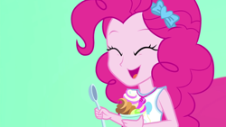 Size: 1920x1080 | Tagged: safe, screencap, character:pinkie pie, species:eqg human, episode:tip toppings, g4, my little pony:equestria girls, frozen yogurt, solo, tip toppings: applejack