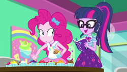Size: 1920x1080 | Tagged: safe, screencap, character:pinkie pie, character:twilight sparkle, character:twilight sparkle (scitwi), species:eqg human, episode:tip toppings, g4, my little pony:equestria girls