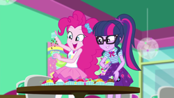 Size: 1920x1080 | Tagged: safe, screencap, character:pinkie pie, character:twilight sparkle, character:twilight sparkle (scitwi), species:eqg human, episode:tip toppings, g4, my little pony:equestria girls