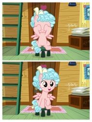 Size: 3106x4096 | Tagged: safe, screencap, character:cozy glow, species:pegasus, species:pony, episode:marks for effort, g4, my little pony: friendship is magic, hoof over eye, ladder, solo, stool