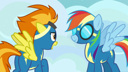 Size: 1280x720 | Tagged: safe, screencap, character:rainbow dash, character:spitfire, species:pegasus, species:pony, episode:secrets and pies, g4, my little pony: friendship is magic, butt, clothing, female, goggles, mare, plot, uniform, wonderbolts uniform
