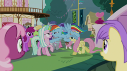 Size: 1280x720 | Tagged: safe, screencap, character:berry punch, character:berry sweet, character:berryshine, character:cheerilee, character:fluttershy, character:rainbow dash, character:tender brush, species:earth pony, species:pegasus, species:pony, episode:the ending of the end, g4, my little pony: friendship is magic, angry, female, friendship student, mare