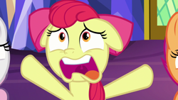 Size: 1920x1080 | Tagged: safe, screencap, character:apple bloom, character:scootaloo, character:sweetie belle, species:pegasus, species:pony, episode:growing up is hard to do, g4, my little pony: friendship is magic, cutie mark crusaders, floppy ears, hooves in air, worried