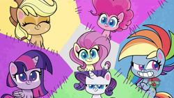 Size: 1280x720 | Tagged: safe, screencap, character:applejack, character:fluttershy, character:pinkie pie, character:rainbow dash, character:rarity, character:twilight sparkle, character:twilight sparkle (alicorn), species:alicorn, species:earth pony, species:pegasus, species:pony, species:unicorn, episode:friendship gems, g4.5, my little pony:pony life, spoiler:pony life s01e17, mane six