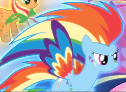Size: 987x723 | Tagged: safe, screencap, character:rainbow dash, episode:twilight's kingdom, g4, my little pony: friendship is magic, cropped, glow, rainbow power, rainbow power-ified, smiling, solo