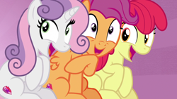 Size: 1920x1080 | Tagged: safe, screencap, character:apple bloom, character:scootaloo, character:sweetie belle, species:earth pony, species:pegasus, species:pony, species:unicorn, episode:growing up is hard to do, g4, my little pony: friendship is magic, cutie mark crusaders, older