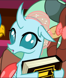 Size: 797x943 | Tagged: safe, screencap, character:gallus, character:ocellus, character:yona, species:changedling, episode:a matter of principals, g4, my little pony: friendship is magic, book, cropped, cute, diaocelles, solo, surprised