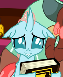 Size: 777x940 | Tagged: safe, screencap, character:gallus, character:ocellus, character:yona, species:changedling, episode:a matter of principals, g4, my little pony: friendship is magic, book, cropped, cute, diaocelles, sheepish, smiling, solo