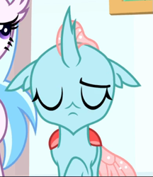 Size: 503x581 | Tagged: safe, screencap, character:ocellus, character:silverstream, species:changedling, episode:a matter of principals, g4, my little pony: friendship is magic, cropped, eyes closed, ocellus is not amused, raised eyebrow, solo, unamused
