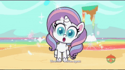 Size: 1280x720 | Tagged: safe, screencap, character:applejack, character:fluttershy, character:pinkie pie, character:potion nova, character:rarity, character:twilight sparkle, species:alicorn, species:earth pony, species:pegasus, species:pony, species:unicorn, episode:pony surfin' safari, g4.5, my little pony:pony life, spoiler:pony life s01e22, animated, bermuda triangle, cute triangle, sound, webm