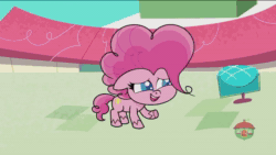 Size: 1920x1080 | Tagged: safe, screencap, character:applejack, character:pinkie pie, character:rainbow dash, character:rarity, species:earth pony, species:pegasus, species:pony, species:unicorn, episode:sick day, g4.5, my little pony:pony life, spoiler:pony life s01e20, animated, grin, hiding, nervous, nervous grin, pointing, smiling, sneezing, sound, sugarcube corner, table, talking, webm