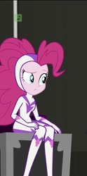 Size: 356x720 | Tagged: safe, screencap, character:fili-second, character:pinkie pie, species:eqg human, episode:power ponies, equestria girls:movie magic, g4, my little pony: friendship is magic, my little pony:equestria girls, clothing, costume, cropped, female, solo