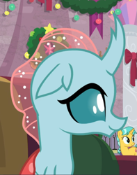 Size: 579x735 | Tagged: safe, screencap, character:ocellus, species:changedling, episode:the hearth's warming club, g4, my little pony: friendship is magic, cropped, smiling, solo