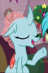 Size: 607x924 | Tagged: safe, screencap, character:ocellus, species:changedling, episode:the hearth's warming club, g4, my little pony: friendship is magic, cropped, eyes closed, open mouth, sitting, solo