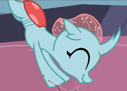 Size: 1060x759 | Tagged: safe, screencap, character:ocellus, species:changedling, episode:the hearth's warming club, g4, my little pony: friendship is magic, cropped, cute, diaocelles, diving, eyes closed, smiling, solo