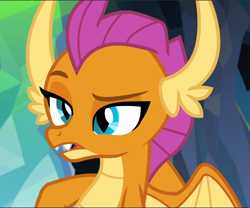 Size: 1132x941 | Tagged: safe, screencap, character:smolder, episode:what lies beneath, g4, my little pony: friendship is magic, cropped, open mouth, raised eyebrow, solo