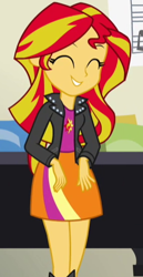 Size: 266x515 | Tagged: safe, screencap, character:sunset shimmer, species:eqg human, equestria girls:rainbow rocks, g4, my little pony:equestria girls, clothing, cropped, cute, cutie mark, cutie mark on clothes, shimmerbetes, solo
