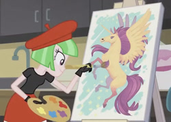 Size: 1159x828 | Tagged: safe, screencap, character:drama letter, character:watermelody, species:eqg human, g4, my little pony:equestria girls, cropped, painting, solo