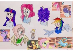 Size: 540x379 | Tagged: safe, artist:lunaart, screencap, character:applejack, character:fluttershy, character:pinkie pie, character:rainbow dash, character:rarity, character:twilight sparkle, species:human, episode:bridle gossip, g4, my little pony: friendship is magic, humanized, mane six, scene interpretation, screencap reference