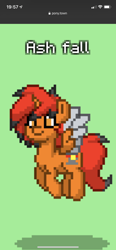 Size: 828x1792 | Tagged: safe, screencap, oc, oc:ash fall, species:alicorn, species:pony, pony town, g4, alicorn oc, horn, two toned wings, wings