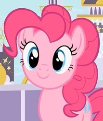 Size: 371x433 | Tagged: safe, screencap, character:pinkie pie, species:earth pony, species:pony, c:, cute, female, mare, reaction image, smiling, solo