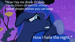 Size: 1280x720 | Tagged: safe, screencap, character:princess luna, hitchhiker's guide to the galaxy, marvin the paranoid android, quote, text