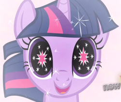 Size: 1024x866 | Tagged: safe, screencap, character:twilight sparkle, species:pony, episode:magical mystery cure, g4, my little pony: friendship is magic, cropped, eyes, fulfilled cutie mark, glow, happy, i can see forever, looking at you, magic, my god its full of stars, open mouth, smiling, solo, sparkles, starry eyes, stars, wingding eyes