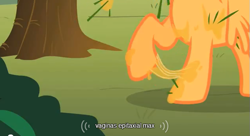 Size: 633x345 | Tagged: safe, screencap, character:scootaloo, species:pegasus, species:pony, tree sap, youtube caption