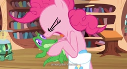 Size: 1595x867 | Tagged: safe, screencap, character:gummy, character:pinkie pie, character:tank, youtube caption, youtube link