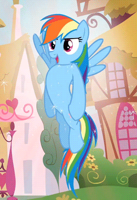 Size: 281x409 | Tagged: safe, screencap, character:rainbow dash, episode:magical mystery cure, g4, my little pony: friendship is magic, animated, flying, magic, swapped cutie marks, sweat
