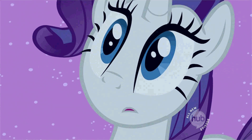 Size: 510x285 | Tagged: safe, screencap, character:rarity, episode:sisterhooves social, g4, my little pony: friendship is magic, animated, blinking, hub logo, loop, solo