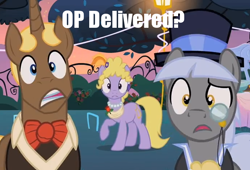 Size: 692x471 | Tagged: safe, screencap, character:caesar, character:chocolate sun, character:lyrica lilac, episode:sweet and elite, g4, my little pony: friendship is magic, cappuccino, meta, op, reaction image