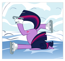 Size: 2312x2155 | Tagged: safe, screencap, character:twilight sparkle, faceplant, high res, ice skating, skating