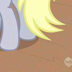 Size: 245x245 | Tagged: safe, screencap, character:derpy hooves, character:rainbow dash, species:pegasus, species:pony, episode:the last roundup, g4, my little pony: friendship is magic, animated, butt, butt touch, female, hoof on butt, iron plot, mare, plot, wide eyes