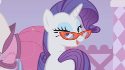 Size: 1280x720 | Tagged: safe, screencap, character:rarity, episode:suited for success, g4, my little pony: friendship is magic, glasses