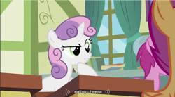 Size: 856x472 | Tagged: safe, screencap, character:sweetie belle, youtube caption