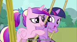 Size: 856x470 | Tagged: safe, screencap, character:princess cadance, character:twilight sparkle, episode:a canterlot wedding, g4, my little pony: friendship is magic, youtube caption