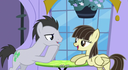 Size: 854x473 | Tagged: safe, screencap, character:lucky clover, character:wild fire, ship:luckyfire, episode:a canterlot wedding, g4, my little pony: friendship is magic, female, male, shipping, straight, youtube caption