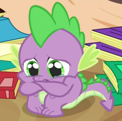Size: 407x405 | Tagged: safe, screencap, character:spike, species:dragon, episode:dragon quest, g4, my little pony: friendship is magic, animated, book, cropped, crying, golden oaks library, sad, solo