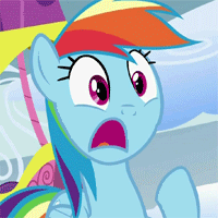 Size: 200x200 | Tagged: safe, screencap, character:rainbow dash, episode:sonic rainboom, g4, my little pony: friendship is magic, animated, ohmygosh, something else also rises, spread wings, subtitles, wingboner, wings