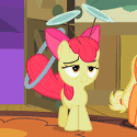 Size: 125x125 | Tagged: safe, screencap, character:apple bloom, episode:the cutie pox, g4, my little pony: friendship is magic, animated, cropped, gif, gif for breezies, loop-de-hoop, picture for breezies, plate spinning, tired