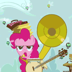 Size: 245x245 | Tagged: source needed, useless source url, safe, screencap, character:pinkie pie, species:earth pony, species:pony, episode:swarm of the century, g4, my little pony: friendship is magic, accordion, animated, banjo, cropped, cymbals, female, harmonica, mare, musical instrument, one-pony band, parasprite, puffy cheeks, solo, sousaphone, tambourine, tuba