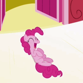 Size: 268x268 | Tagged: safe, screencap, character:pinkie pie, episode:griffon the brush-off, animated, hiccup, laughing, leg wiggle, solo