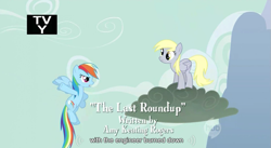 Size: 853x469 | Tagged: safe, screencap, character:derpy hooves, character:rainbow dash, species:pegasus, species:pony, episode:the last roundup, g4, my little pony: friendship is magic, engineer, female, mare, youtube caption